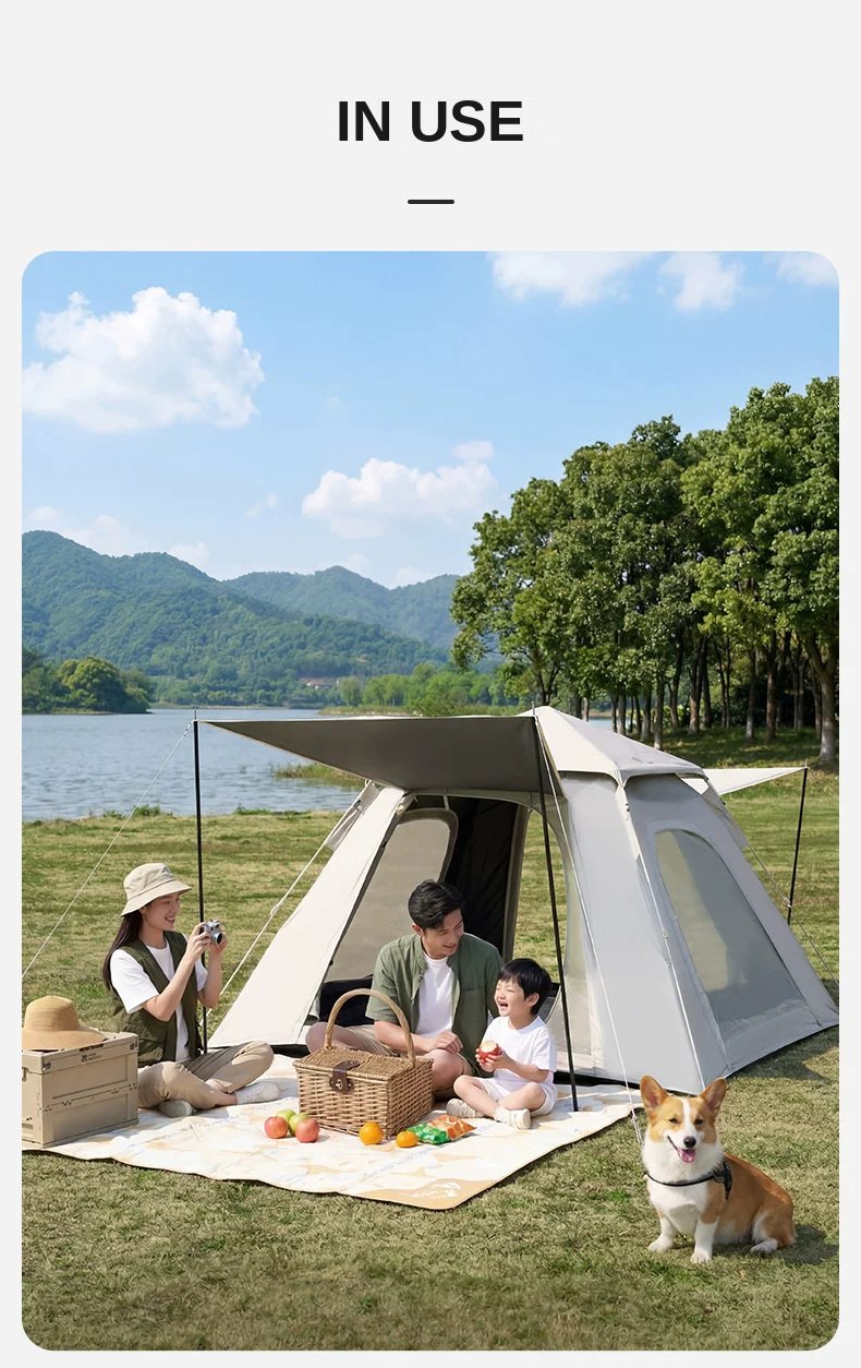 MOBI GARDEN Zero 155 Instant Tent The Zero 155 pitched by the water