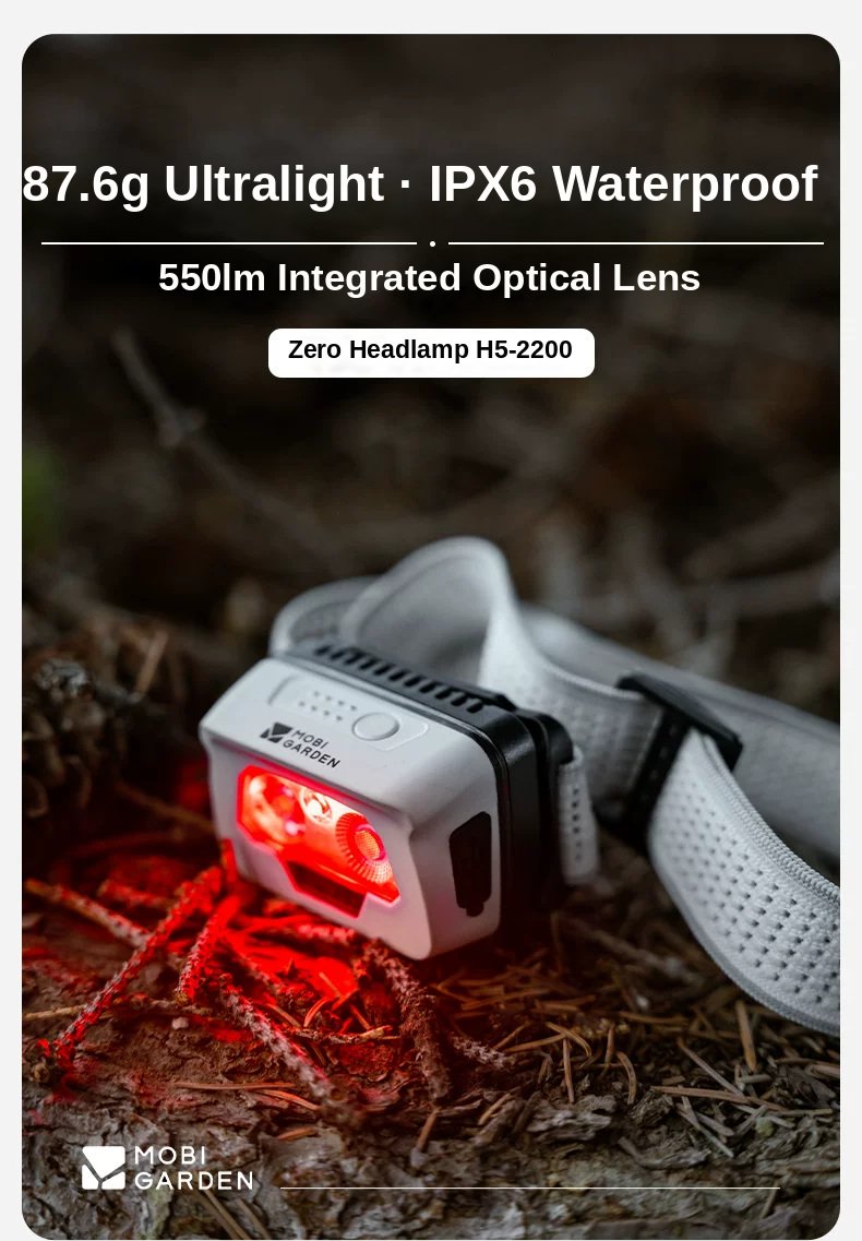 87.6 g ultralight, IPX6 waterproof, 550 lm
