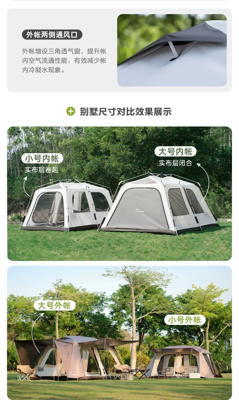 Vidalido Vicore Villa Tent 铝合金架杆、透气窗与网纱
