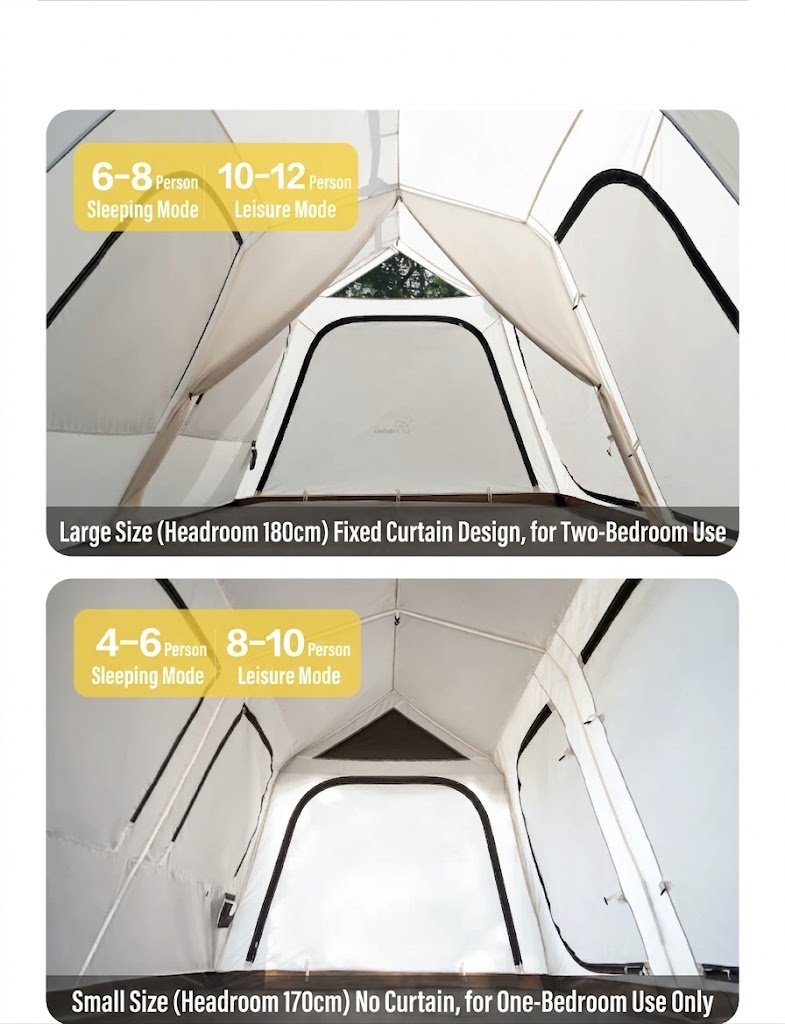 Vidalido Vicore Villa Tent Layout and capacity options
