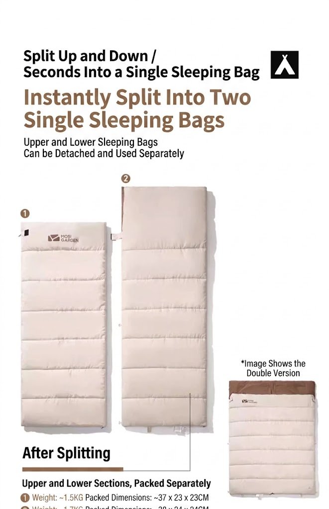 MOBI GARDEN Brushed Double Sleeping Bag Watermarked Img 16298155849167448342