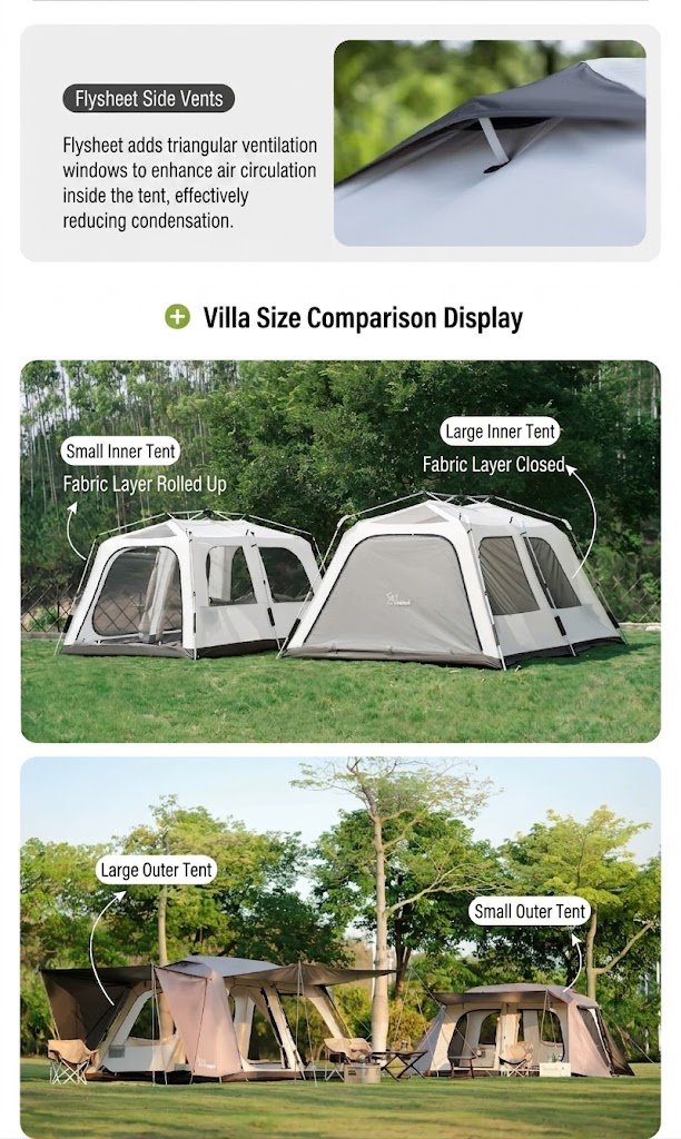 Vidalido Vicore Villa Tent Aluminium frame, vents and mesh