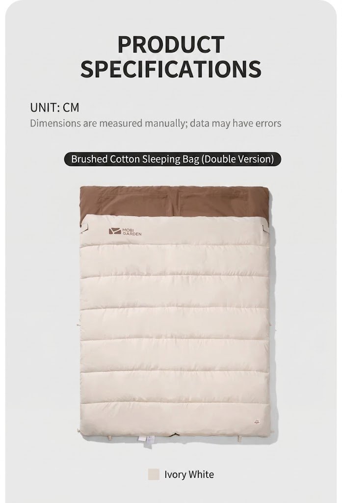 MOBI GARDEN Brushed Double Sleeping Bag Watermarked Img 3969619477740366961