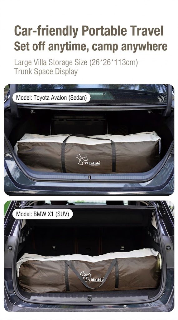 Vidalido Vicore Villa Tent Packed size in a car boot