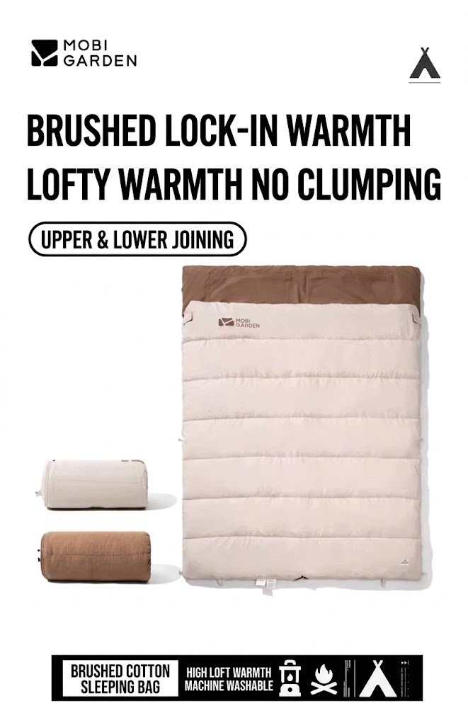 MOBI GARDEN Brushed Double Sleeping Bag Watermarked Img 9047716146431615329